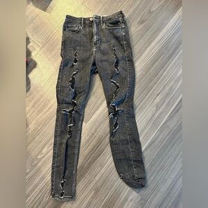 Hollister Women's Ripped Black Skinny Jeans